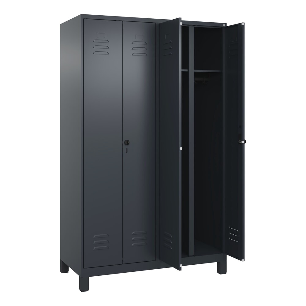 C+P Schwarz-Weiß-Spind Classic PLUS, Füße, 4 Abteile, HxBxT 1.950 x 1.200 x 500 mm, anthrazitgrau, anthrazitgrau, für Vorhängeschloss N° de l'image du produit 1 : C+P Schwarz-Weiß-Spind Classic PLUS, Füße, 4 Abteile, HxBxT 1.950 x 1.200 x 500 mm, anthrazitgrau, anthrazitgrau, für Vorhängeschloss