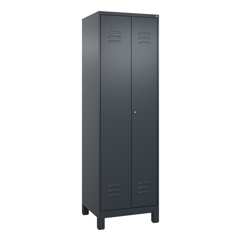 Illustration du produit: C+P Schwarz-Weiß-Spind Classic PLUS, Füße, 2 Abteile, HxBxT 1.950 x 600 x 500 mm, anthrazitgrau, anthrazitgrau, Zylinderschloss