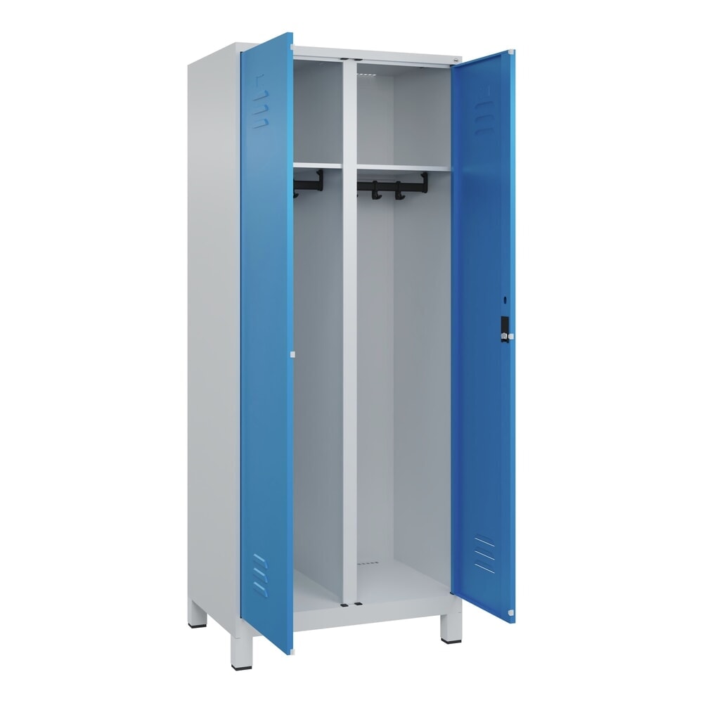 C+P Schwarz-Weiß-Spind Classic PLUS, Füße, 2 Abteile, HxBxT 1.950 x 800 x 500 mm, lichtgrau, lichtblau, Zylinderschloss N° de l'image du produit 1 : C+P Schwarz-Weiß-Spind Classic PLUS, Füße, 2 Abteile, HxBxT 1.950 x 800 x 500 mm, lichtgrau, lichtblau, Zylinderschloss