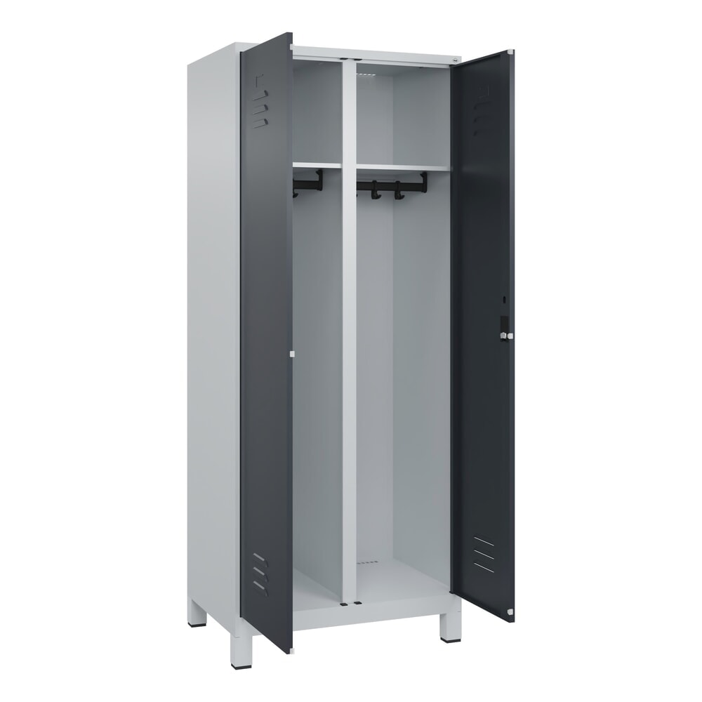 C+P Schwarz-Weiß-Spind Classic PLUS, Füße, 2 Abteile, HxBxT 1.950 x 800 x 500 mm, lichtgrau, anthrazitgrau, Zylinderschloss N° de l'image du produit 1 : C+P Schwarz-Weiß-Spind Classic PLUS, Füße, 2 Abteile, HxBxT 1.950 x 800 x 500 mm, lichtgrau, anthrazitgrau, Zylinderschloss