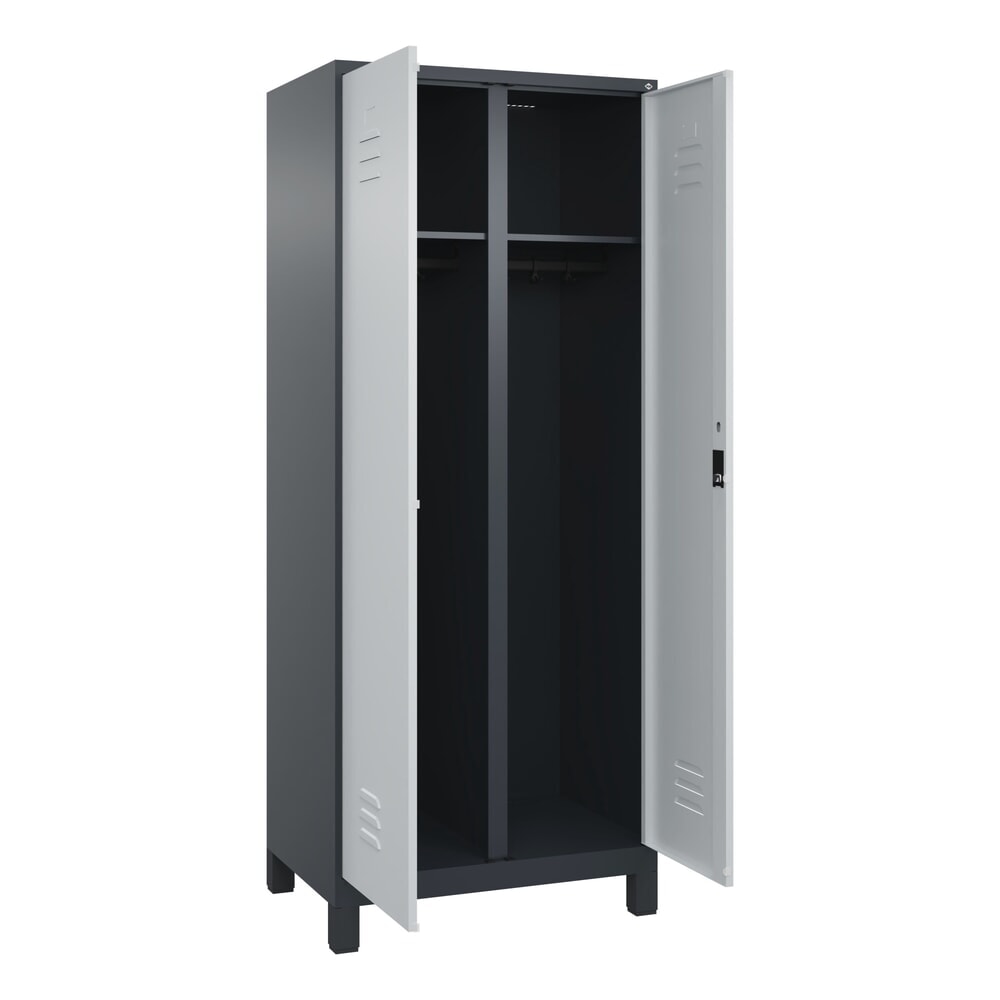 C+P Schwarz-Weiß-Spind Classic PLUS, Füße, 2 Abteile, HxBxT 1.950 x 800 x 500 mm, anthrazitgrau, lichtgrau, Zylinderschloss N° de l'image du produit 1 : C+P Schwarz-Weiß-Spind Classic PLUS, Füße, 2 Abteile, HxBxT 1.950 x 800 x 500 mm, anthrazitgrau, lichtgrau, Zylinderschloss