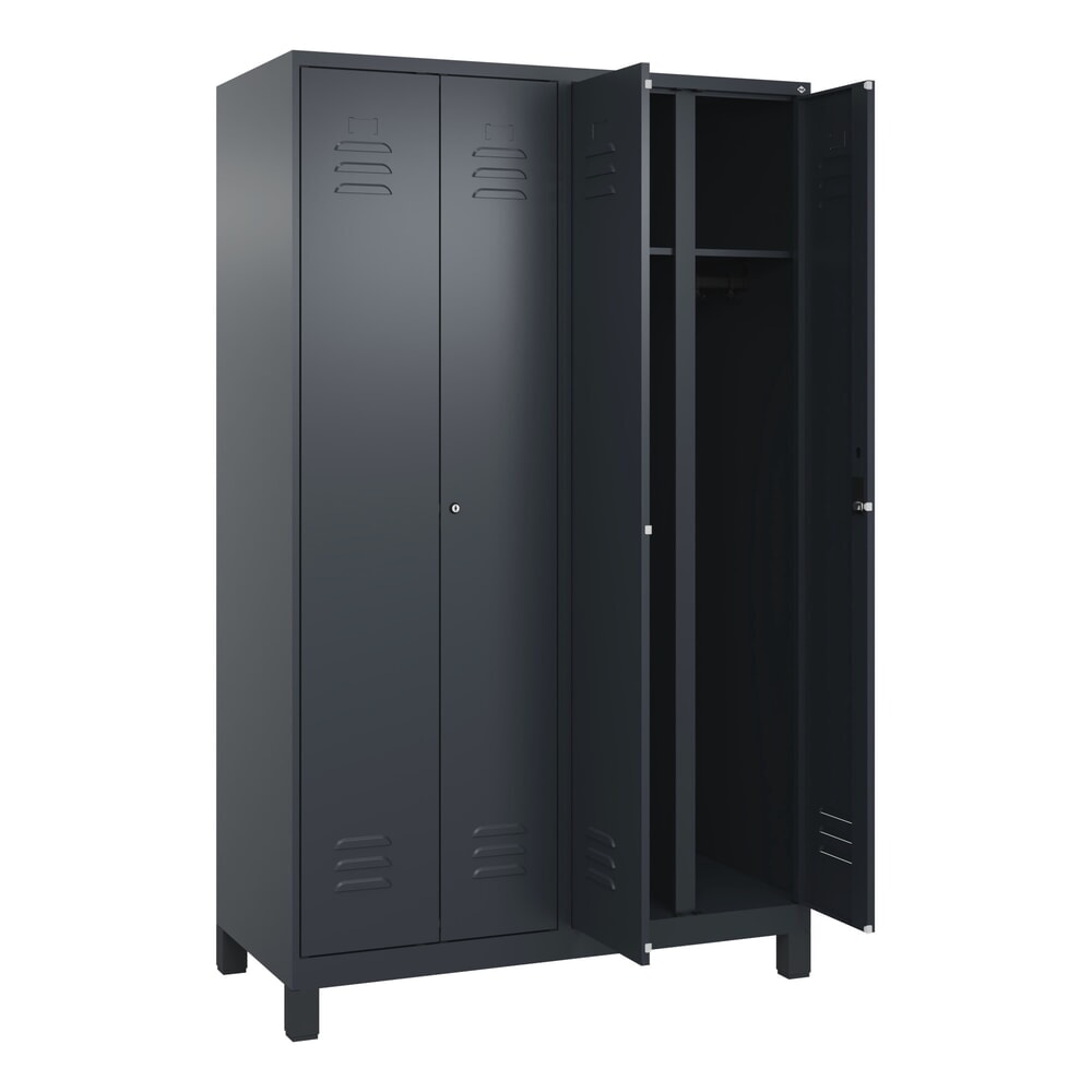 C+P Schwarz-Weiß-Spind Classic PLUS, Füße, 4 Abteile, HxBxT 1.950 x 1.200 x 500 mm, anthrazitgrau, anthrazitgrau, Zylinderschloss N° de l'image du produit 1 : C+P Schwarz-Weiß-Spind Classic PLUS, Füße, 4 Abteile, HxBxT 1.950 x 1.200 x 500 mm, anthrazitgrau, anthrazitgrau, Zylinderschloss