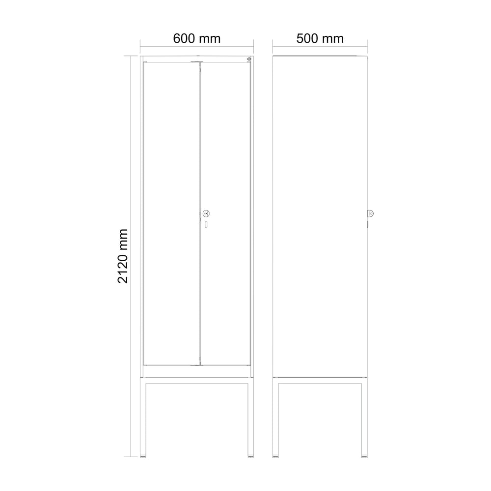 N° de l'image du produit 8 : C+P Schwarz-Weiß-Spind Classic PLUS, Gestell, 2 Abteile, HxBxT 2.120 x 600 x 500 mm, lichtgrau, enzianblau, für Vorhängeschloss