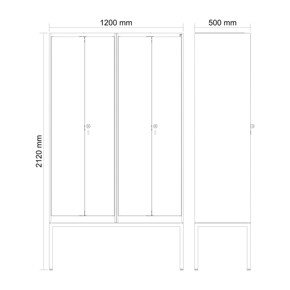 N° de l'image du produit 9 : C+P Schwarz-Weiß-Spind Classic PLUS, Gestell, 4 Abteile, HxBxT 2.120 x 1.200 x 500 mm, lichtgrau, enzianblau, Zylinderschloss