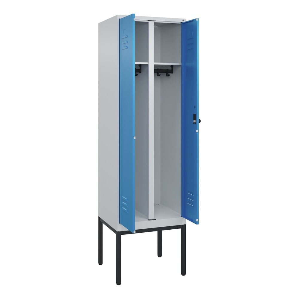 Illustration du produit: C+P Schwarz-Weiß-Spind Classic PLUS, Gestell, 2 Abteile, HxBxT 2.120 x 600 x 500 mm, lichtgrau, lichtblau, für Vorhängeschloss