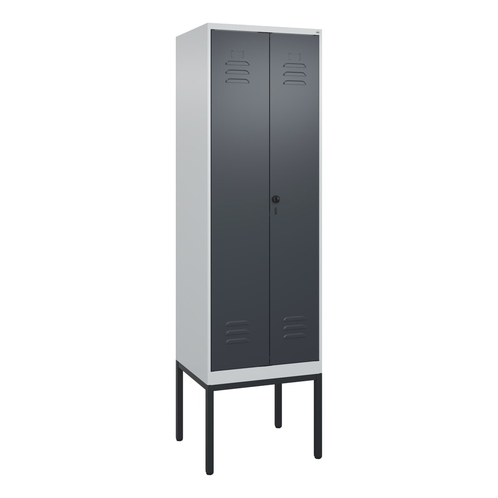N° de l'image du produit 9 : C+P Schwarz-Weiß-Spind Classic PLUS, Gestell, 2 Abteile, HxBxT 2.120 x 600 x 500 mm, lichtgrau, anthrazitgrau, für Vorhängeschloss
