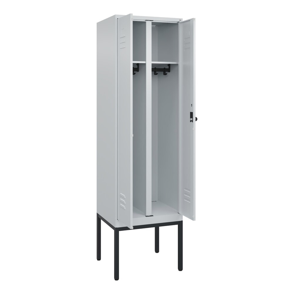 Illustration du produit: C+P Schwarz-Weiß-Spind Classic PLUS, Gestell, 2 Abteile, HxBxT 2.120 x 600 x 500 mm, lichtgrau, lichtgrau, für Vorhängeschloss