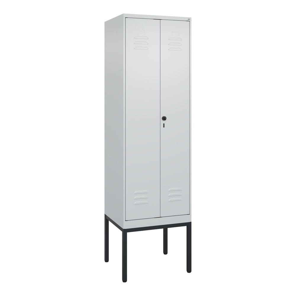 N° de l'image du produit 9 : C+P Schwarz-Weiß-Spind Classic PLUS, Gestell, 2 Abteile, HxBxT 2.120 x 600 x 500 mm, lichtgrau, lichtgrau, für Vorhängeschloss