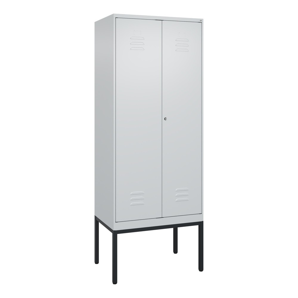 Produktabbildung: C+P Schwarz-Weiss-Spind Classic PLUS, Gestell, 2 Abteile, HxBxT 2.120 x 800 x 500 mm, lichtgrau, lichtgrau, Zylinderschloss
