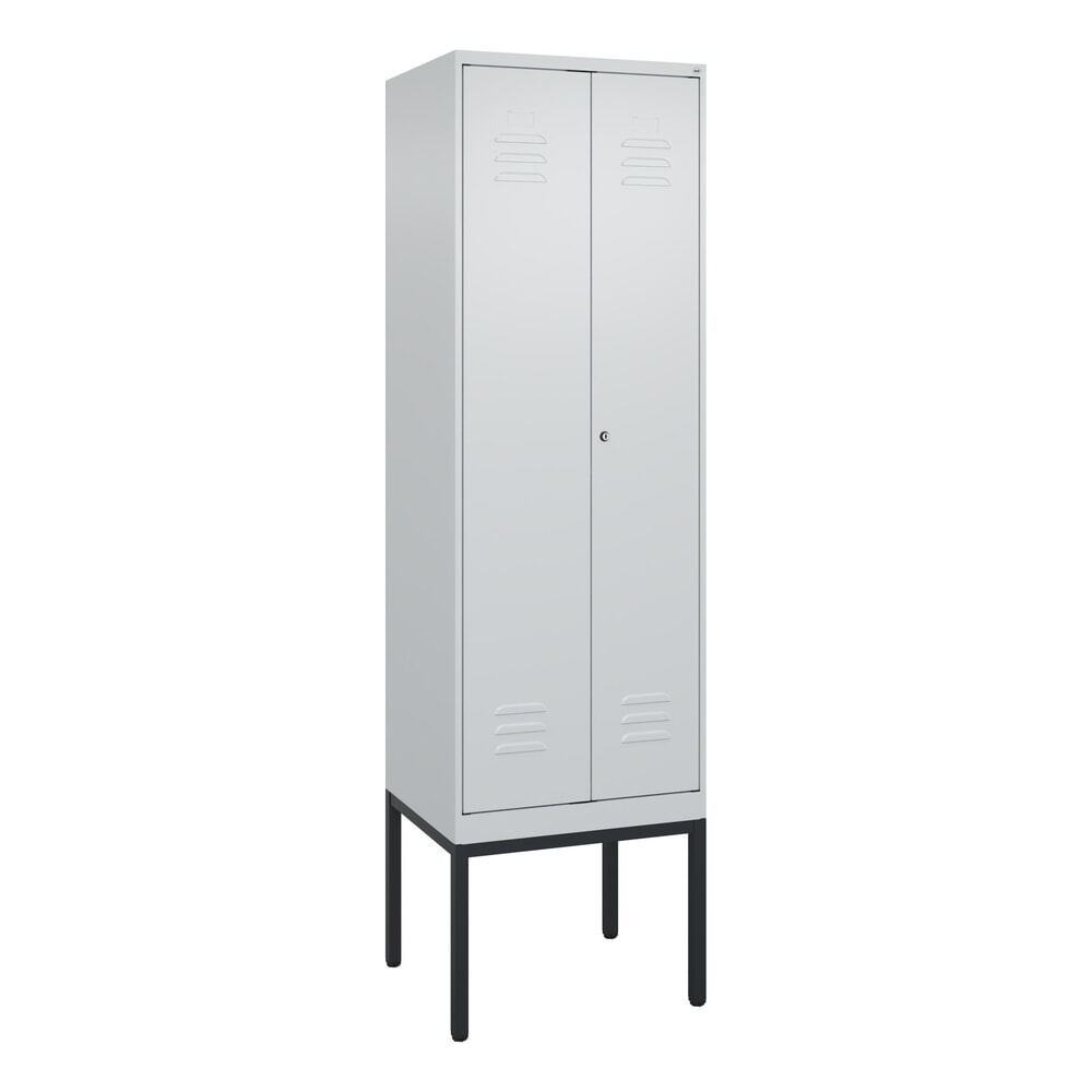 N° de l'image du produit 9 : C+P Schwarz-Weiß-Spind Classic PLUS, Gestell, 2 Abteile, HxBxT 2.120 x 600 x 500 mm, lichtgrau, lichtgrau, Zylinderschloss