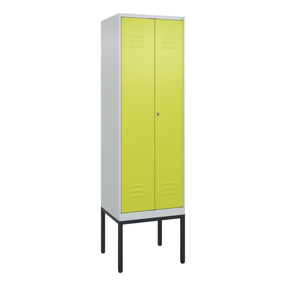 Produktabbildung Nr. 9: C+P Schwarz-Weiss-Spind Classic PLUS, Gestell, 2 Abteile, HxBxT 2.120 x 600 x 500 mm, lichtgrau, clowngrün, Zylinderschloss