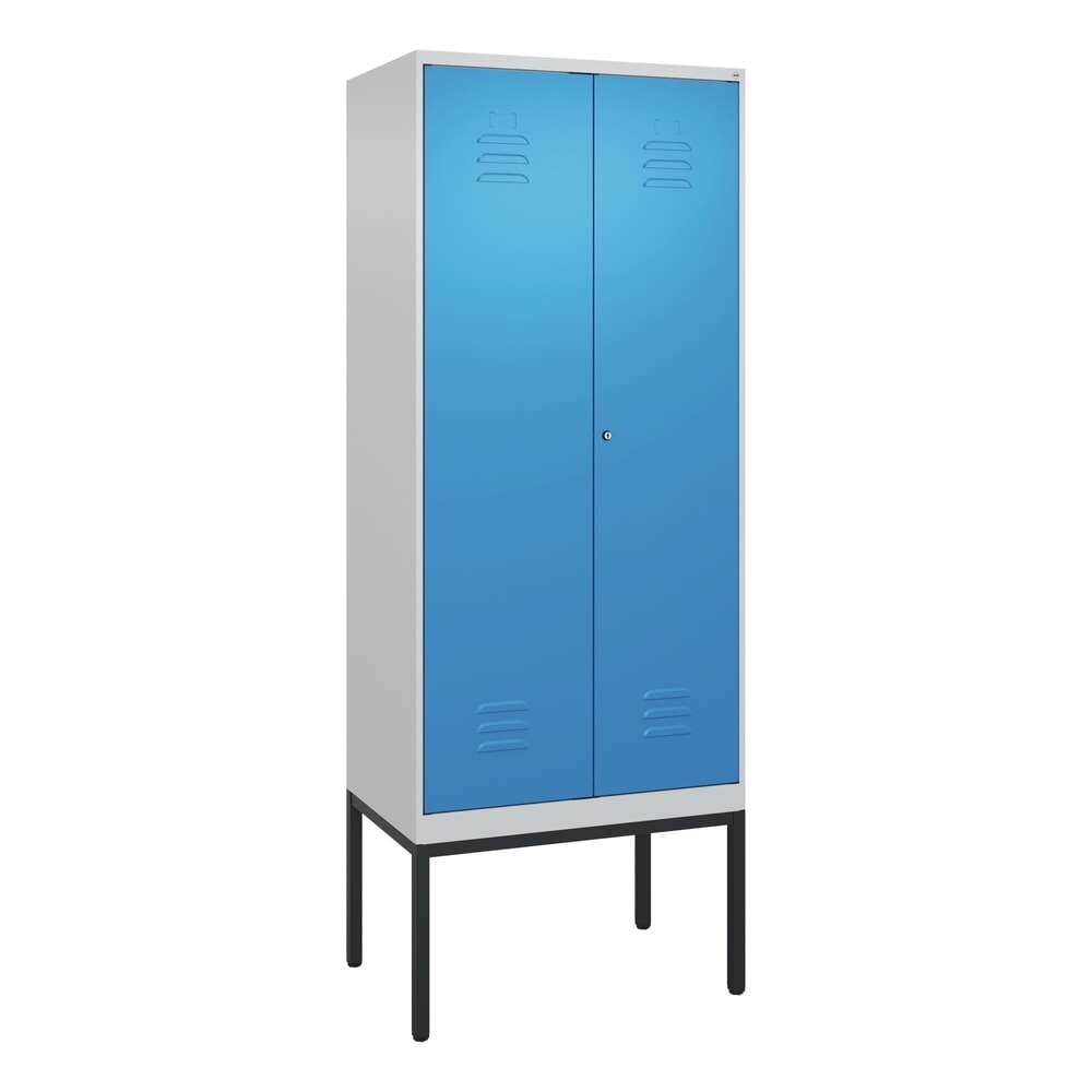 N° de l'image du produit 9 : C+P Schwarz-Weiß-Spind Classic PLUS, Gestell, 2 Abteile, HxBxT 2.120 x 800 x 500 mm, lichtgrau, lichtblau, Zylinderschloss