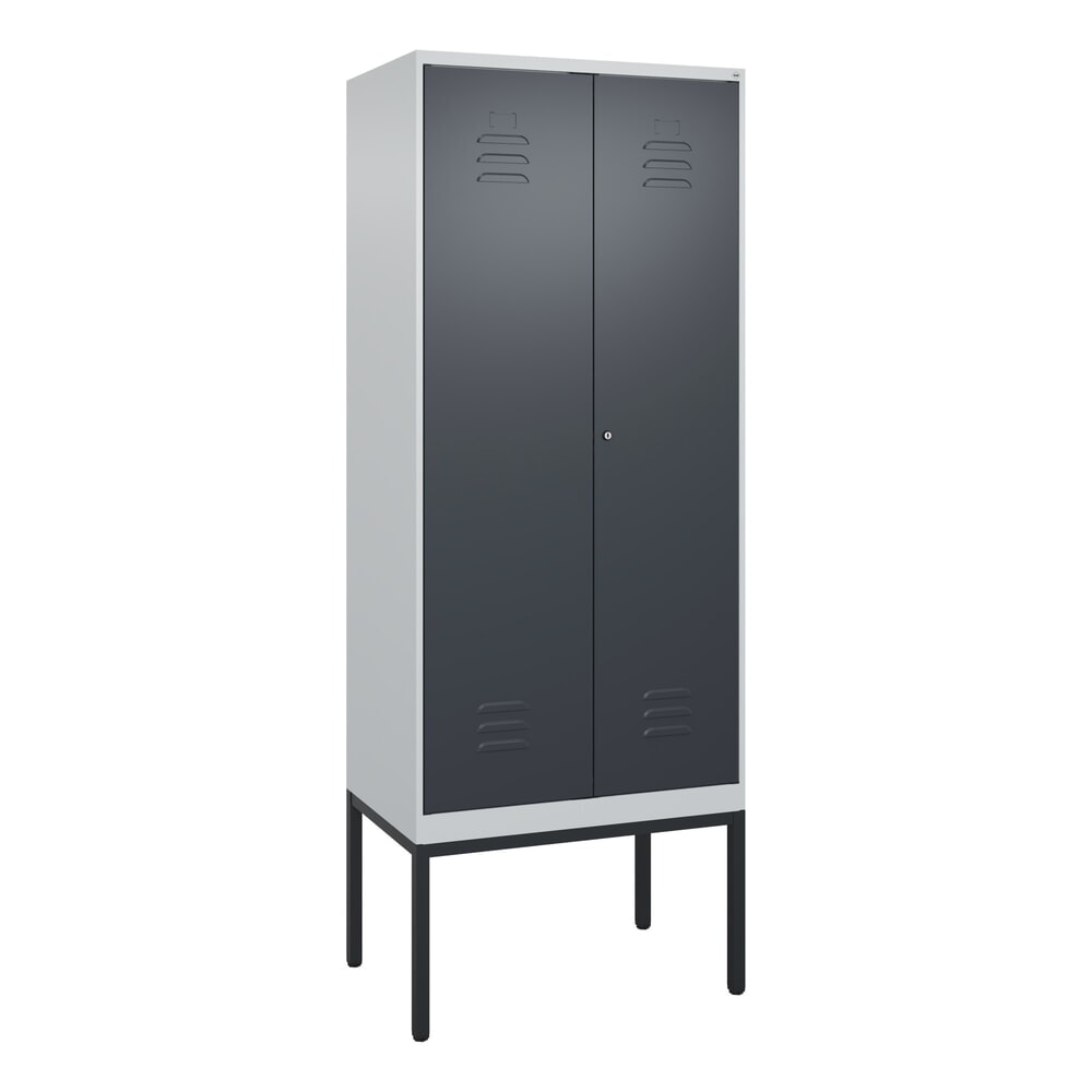 N° de l'image du produit 9 : C+P Schwarz-Weiß-Spind Classic PLUS, Gestell, 2 Abteile, HxBxT 2.120 x 800 x 500 mm, lichtgrau, anthrazitgrau, Zylinderschloss