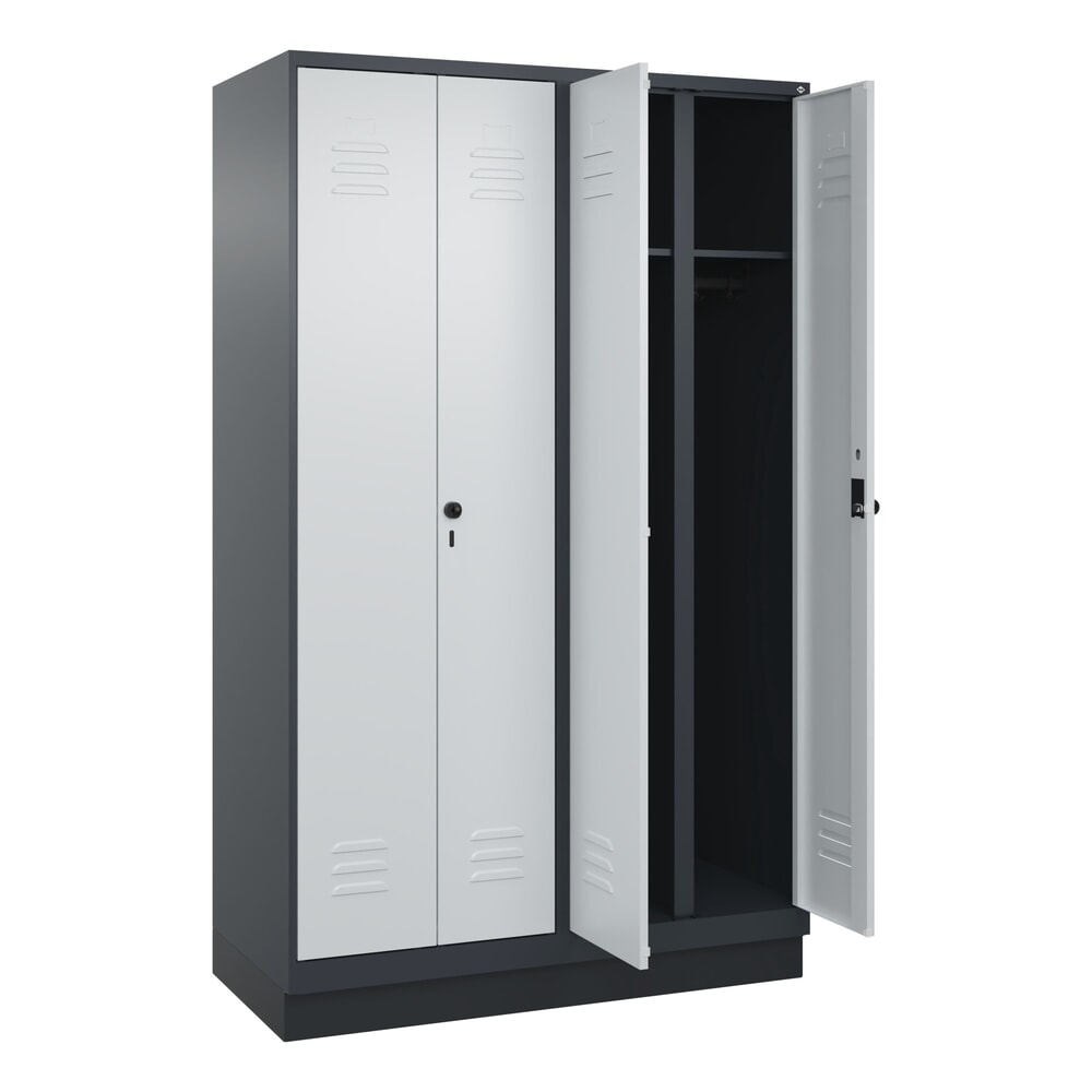 Illustration du produit: C+P Schwarz-Weiß-Spind Classic PLUS, Sockel, 4 Abteile, HxBxT 1.950 x 1.200 x 500 mm, anthrazitgrau, lichtgrau, für Vorhängeschloss
