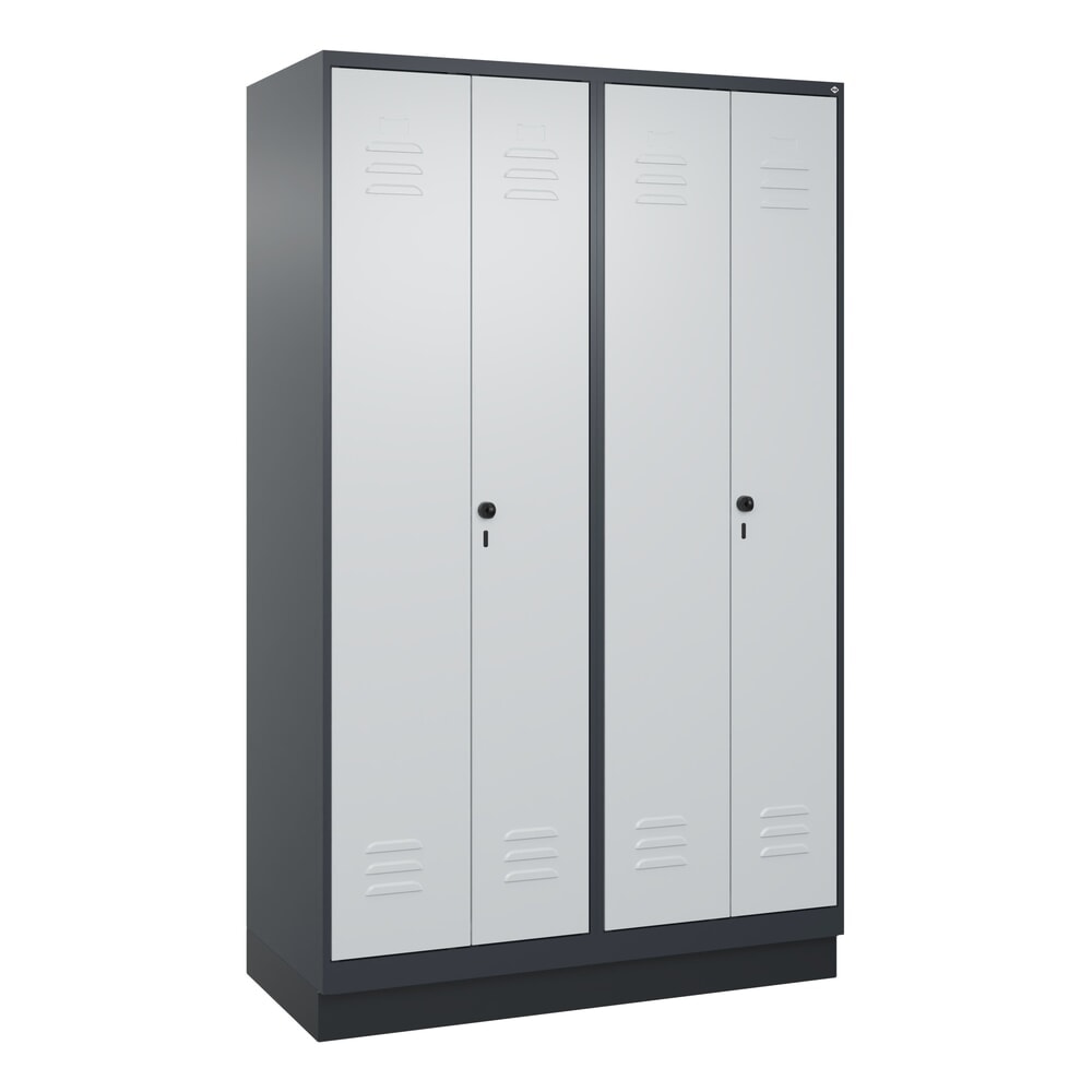 N° de l'image du produit 9 : C+P Schwarz-Weiß-Spind Classic PLUS, Sockel, 4 Abteile, HxBxT 1.950 x 1.200 x 500 mm, anthrazitgrau, lichtgrau, für Vorhängeschloss