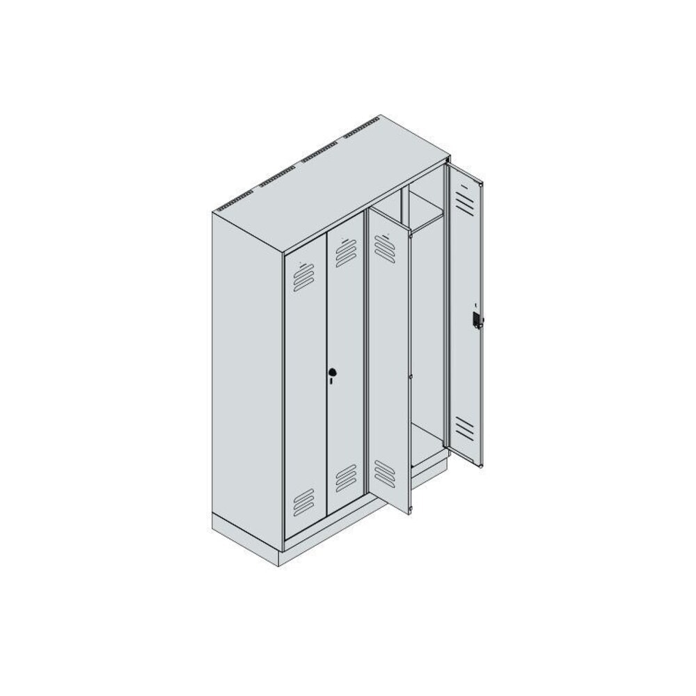 N° de l'image du produit 8 : C+P Schwarz-Weiß-Spind Classic PLUS, Sockel, 4 Abteile, HxBxT 1.950 x 1.200 x 500 mm, lichtgrau, enzianblau, für Vorhängeschloss