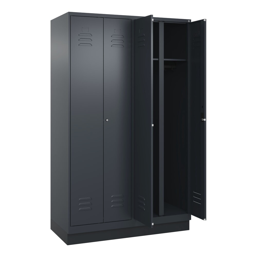 Illustration du produit: C+P Schwarz-Weiß-Spind Classic PLUS, Sockel, 4 Abteile, HxBxT 1.950 x 1.200 x 500 mm, anthrazitgrau, anthrazitgrau, Zylinderschloss