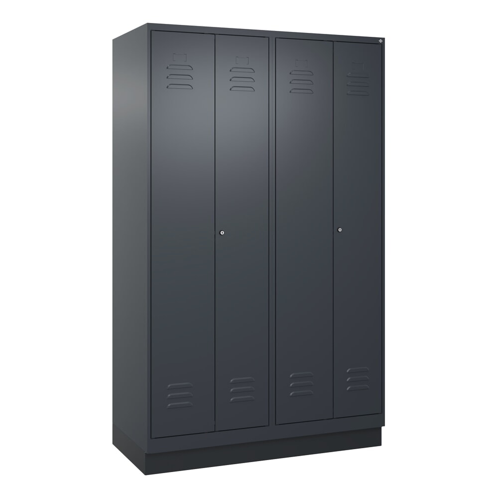 N° de l'image du produit 9 : C+P Schwarz-Weiß-Spind Classic PLUS, Sockel, 4 Abteile, HxBxT 1.950 x 1.200 x 500 mm, anthrazitgrau, anthrazitgrau, Zylinderschloss