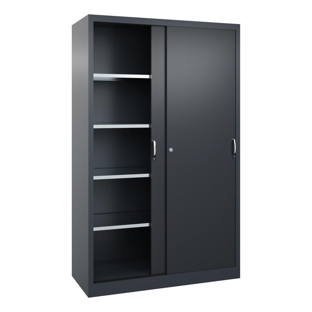 Produktabbildung Nr. 2: C+P Schwerlast-Schiebetürenschrank, HxBxT 1.950 x 1.200 x 500 mm, 4 Fachböden, anthrazitgrau, schwarzgrau