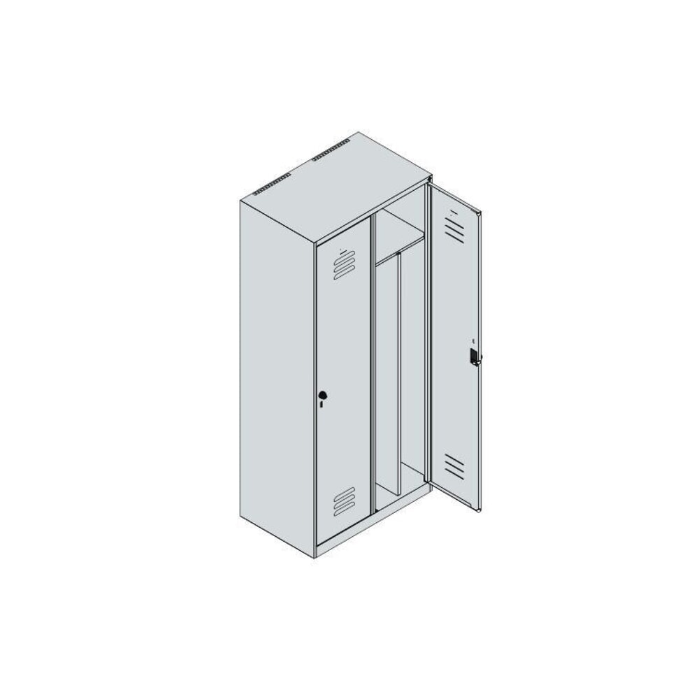 N° de l'image du produit 8 : C+P Spind Classic PLUS, 2 Abteile, HxBxT 1.850 x 800 x 500 mm, anthrazitgrau, lichtgrau, Zylinderschloss, mit Mitteltrennwand