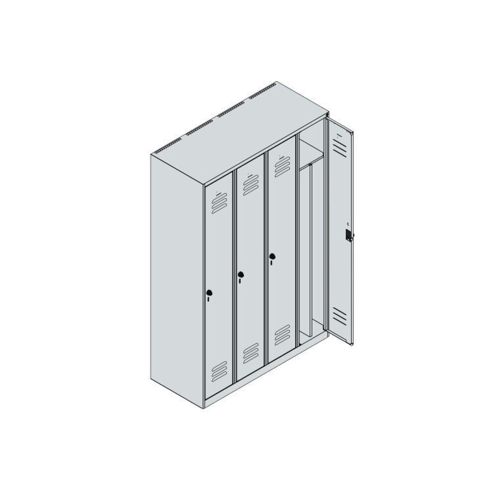 N° de l'image du produit 7 : C+P Spind Classic PLUS, 4 Abteile, HxBxT 1.850 x 1.200 x 500 mm, lichtgrau, rubinrot, für Vorhängeschloss, mit Mitteltrennwand