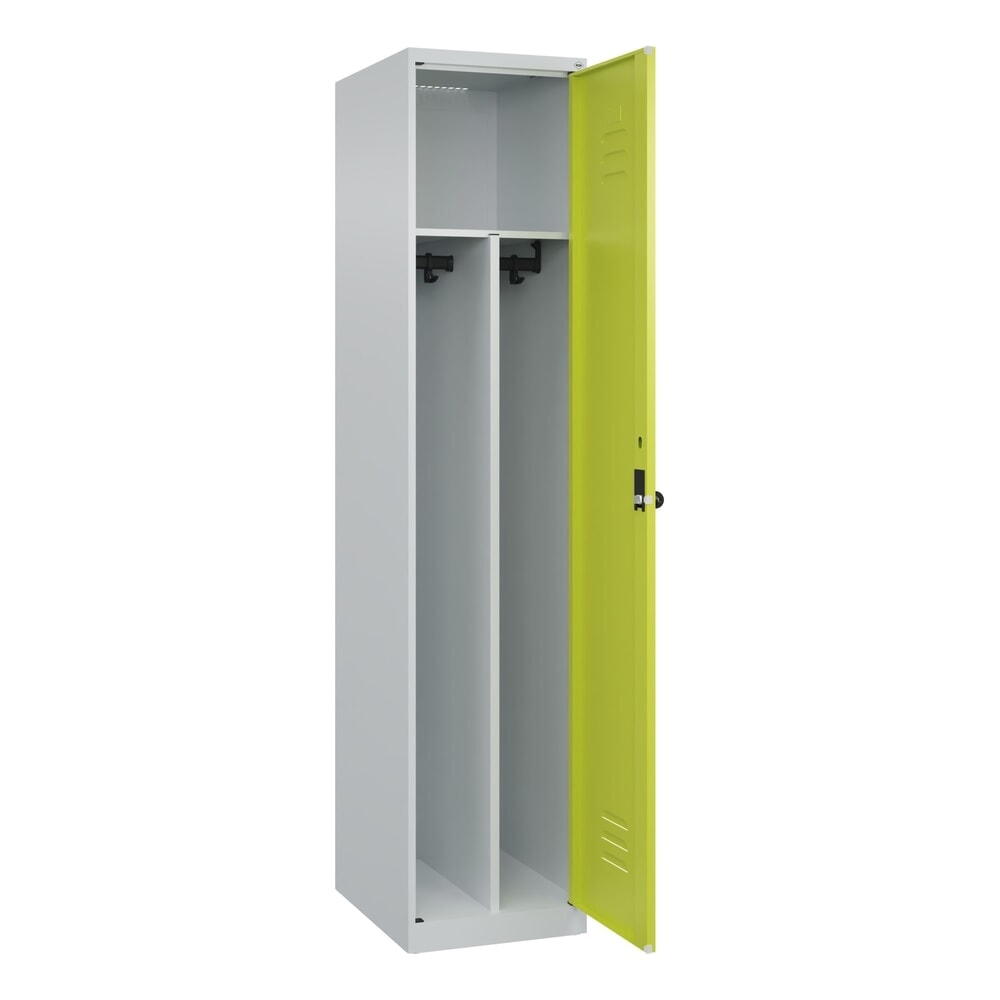 C+P Spind Classic PLUS, 1 Abteil, HxBxT 1.850 x 400 x 500 mm, lichtgrau, clowngrün, für Vorhängeschloss, mit Mitteltrennwand Illustration du produit: C+P Spind Classic PLUS, 1 Abteil, HxBxT 1.850 x 400 x 500 mm, lichtgrau, clowngrün, für Vorhängeschloss, mit Mitteltrennwand