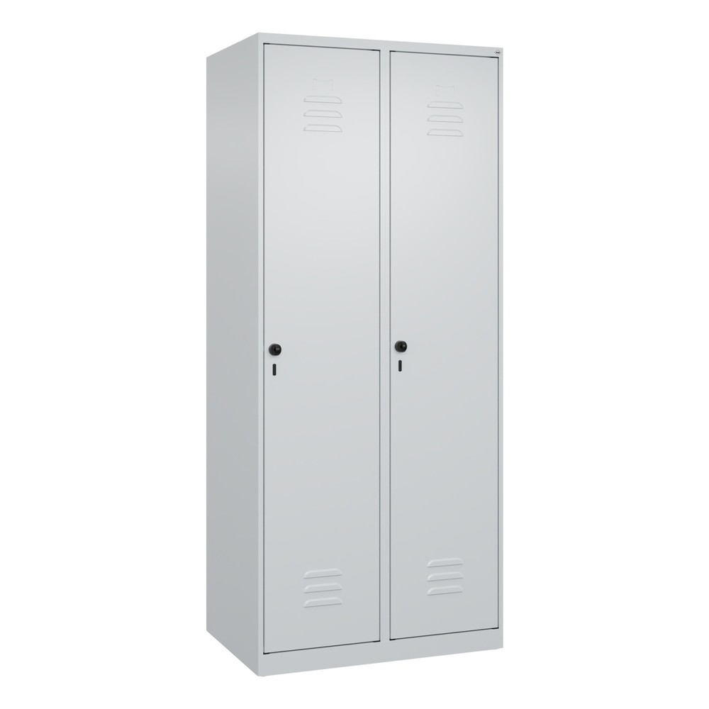 Produktabbildung: C+P Spind Classic PLUS, 2 Abteile, HxBxT 1.850 x 800 x 500 mm, lichtgrau, lichtgrau, für Vorhängeschloss, ohne Mitteltrennwand