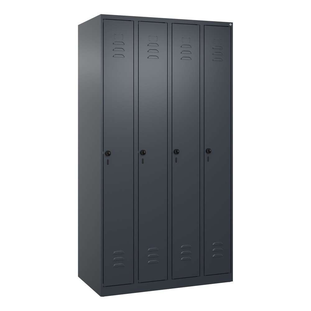 Produktabbildung: C+P Spind Classic PLUS, 4 Abteile, HxBxT 1.850 x 1.000 x 500 mm, anthrazitgrau, anthrazitgrau, für Vorhängeschloss, ohne Mitteltrennwand