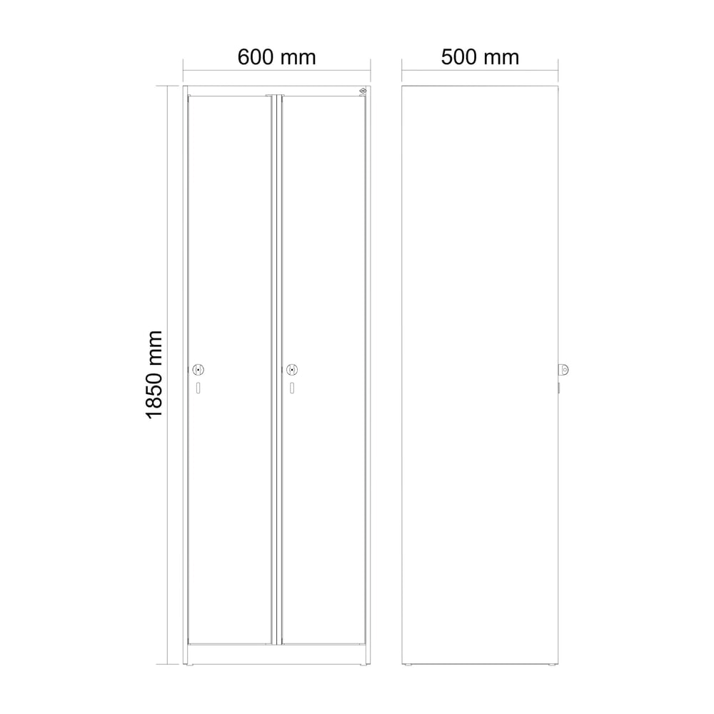 N° de l'image du produit 8 : C+P Spind Classic PLUS, 2 Abteile, HxBxT 1.850 x 600 x 500 mm, lichtgrau, lichtblau, Zylinderschloss, ohne Mitteltrennwand