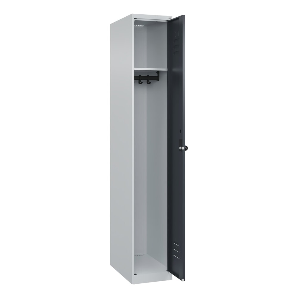 Produktabbildung: C+P Spind Classic PLUS, 1 Abteil, HxBxT 1.850 x 300 x 500 mm, lichtgrau, anthrazitgrau, für Vorhängeschloss, ohne Mitteltrennwand