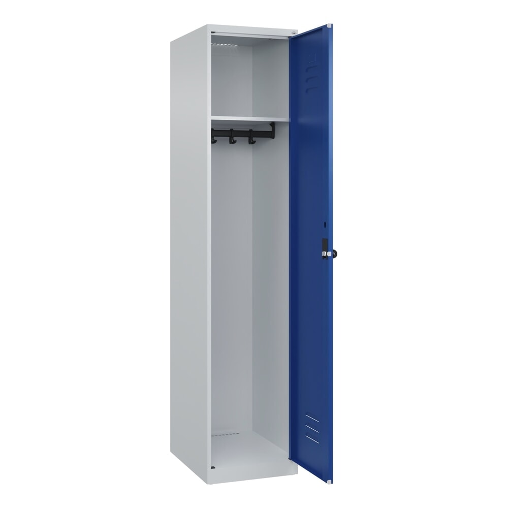 Illustration du produit: C+P Spind Classic PLUS, 1 Abteil, HxBxT 1.850 x 400 x 500 mm, lichtgrau, enzianblau, für Vorhängeschloss, ohne Mitteltrennwand