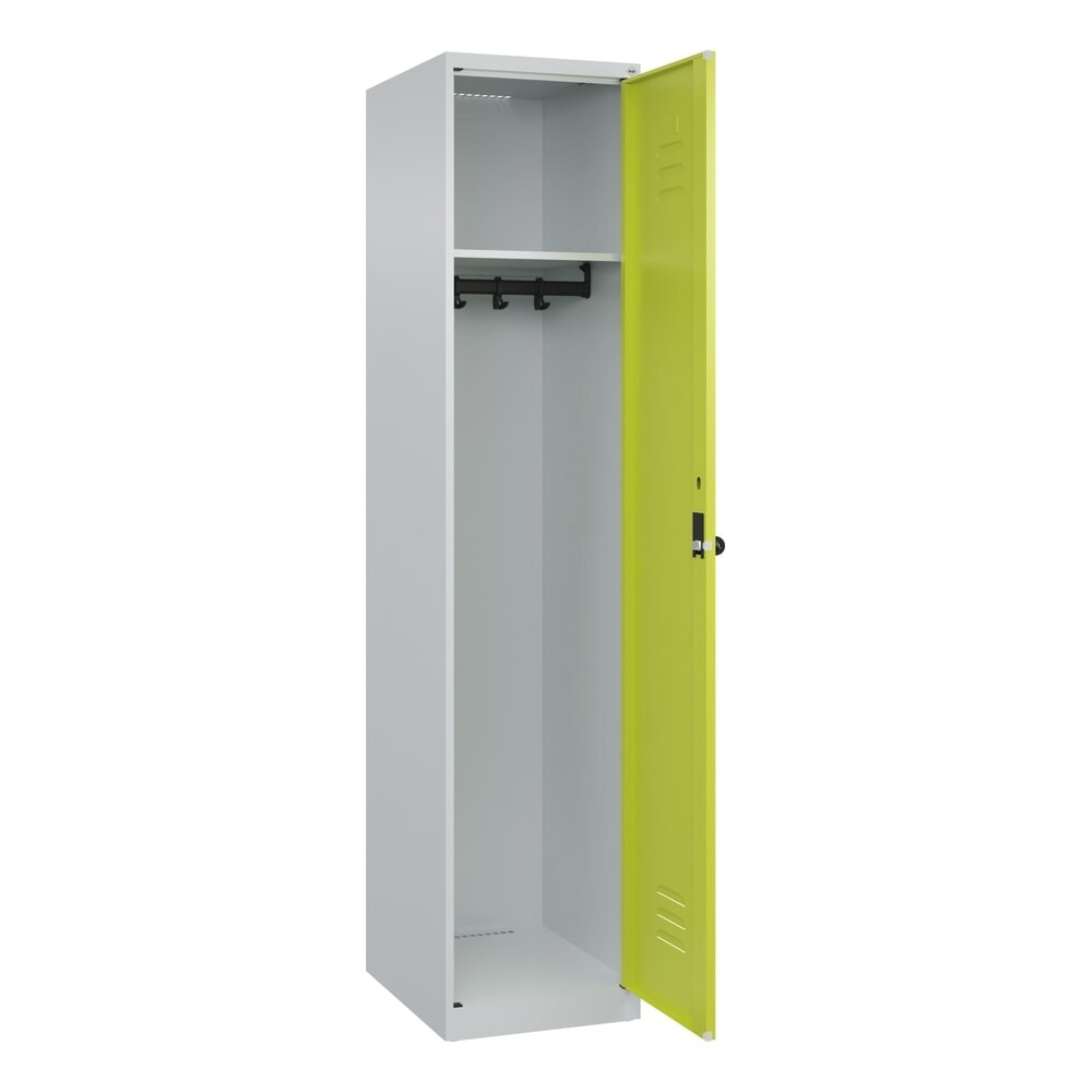Illustration du produit: C+P Spind Classic PLUS, 1 Abteil, HxBxT 1.850 x 400 x 500 mm, lichtgrau, clowngrün, für Vorhängeschloss, ohne Mitteltrennwand