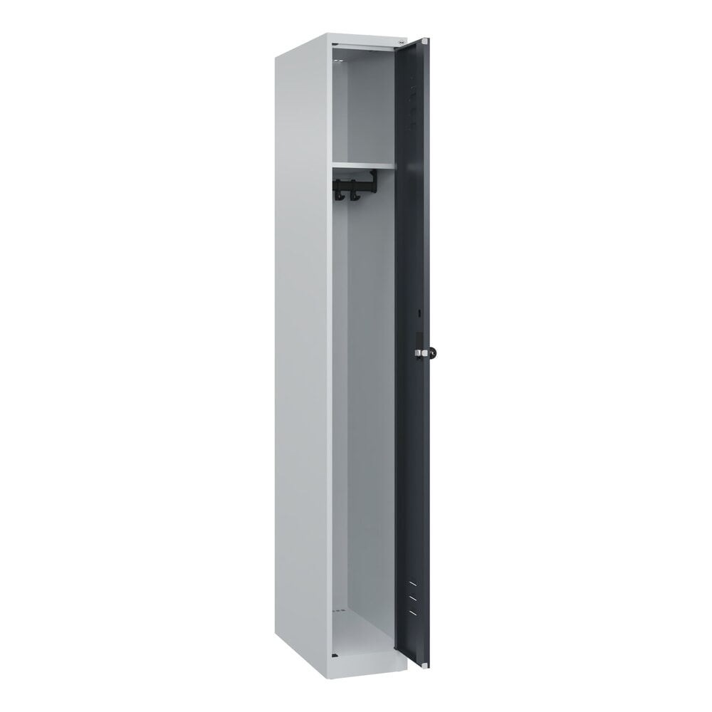 N° de l'image du produit 1 : C+P Spind Classic PLUS, 1 Abteil, HxBxT 1.850 x 250 x 500 mm, lichtgrau, anthrazitgrau, für Vorhängeschloss, ohne Mitteltrennwand