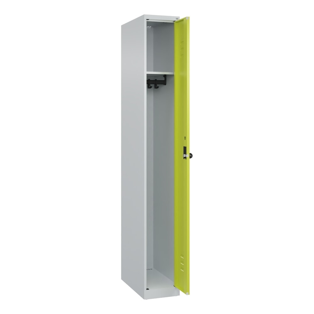 Produktabbildung Nr. 1: C+P Spind Classic PLUS, 1 Abteil, HxBxT 1.850 x 250 x 500 mm, lichtgrau, clowngrün, für Vorhängeschloss, ohne Mitteltrennwand
