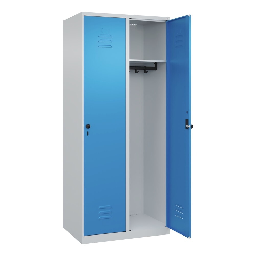 Produktabbildung Nr. 1: C+P Spind Classic PLUS, 2 Abteile, HxBxT 1.850 x 800 x 500 mm, lichtgrau, lichtblau, für Vorhängeschloss, ohne Mitteltrennwand