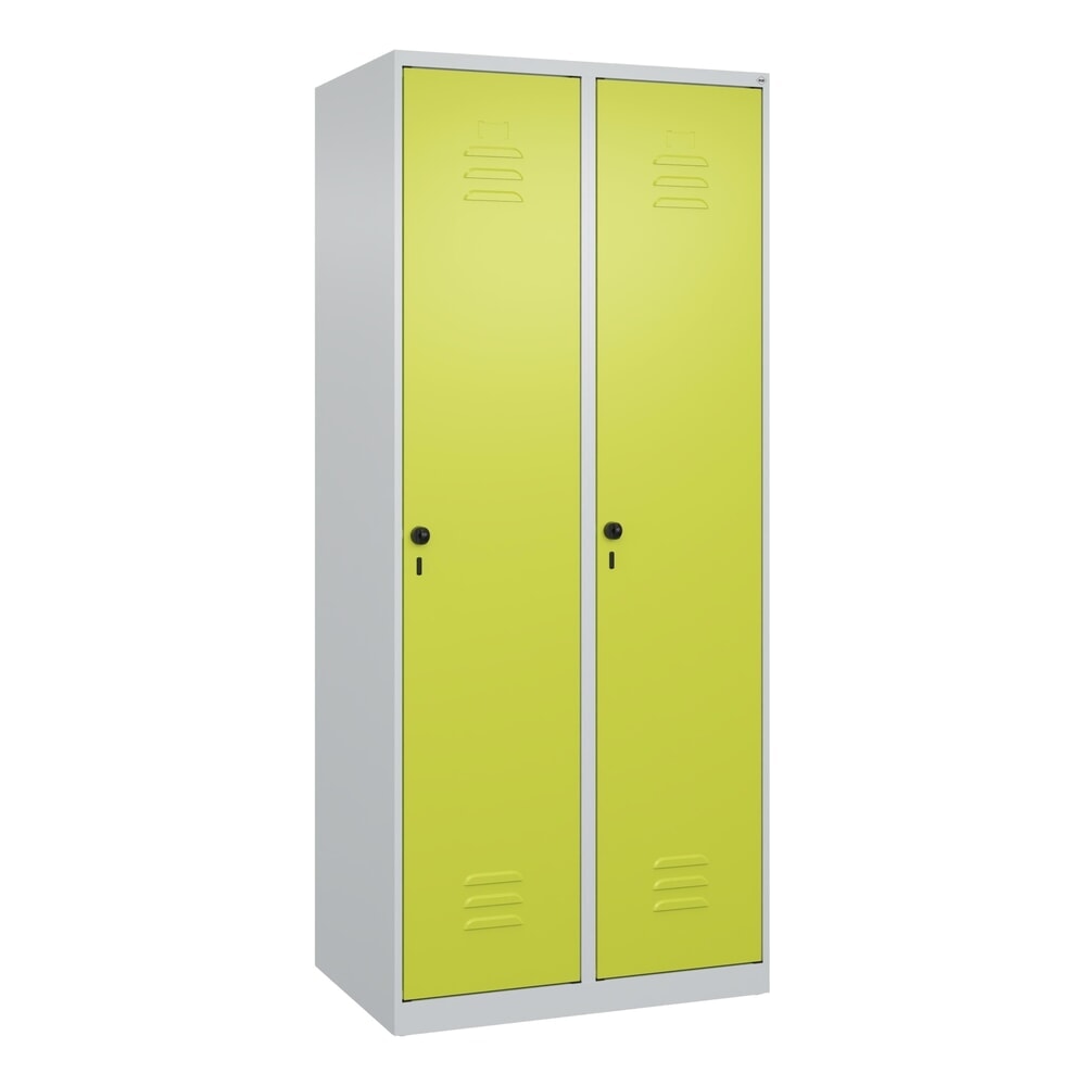 N° de l'image du produit 9 : C+P Spind Classic PLUS, 2 Abteile, HxBxT 1.850 x 800 x 500 mm, lichtgrau, clowngrün, für Vorhängeschloss, ohne Mitteltrennwand