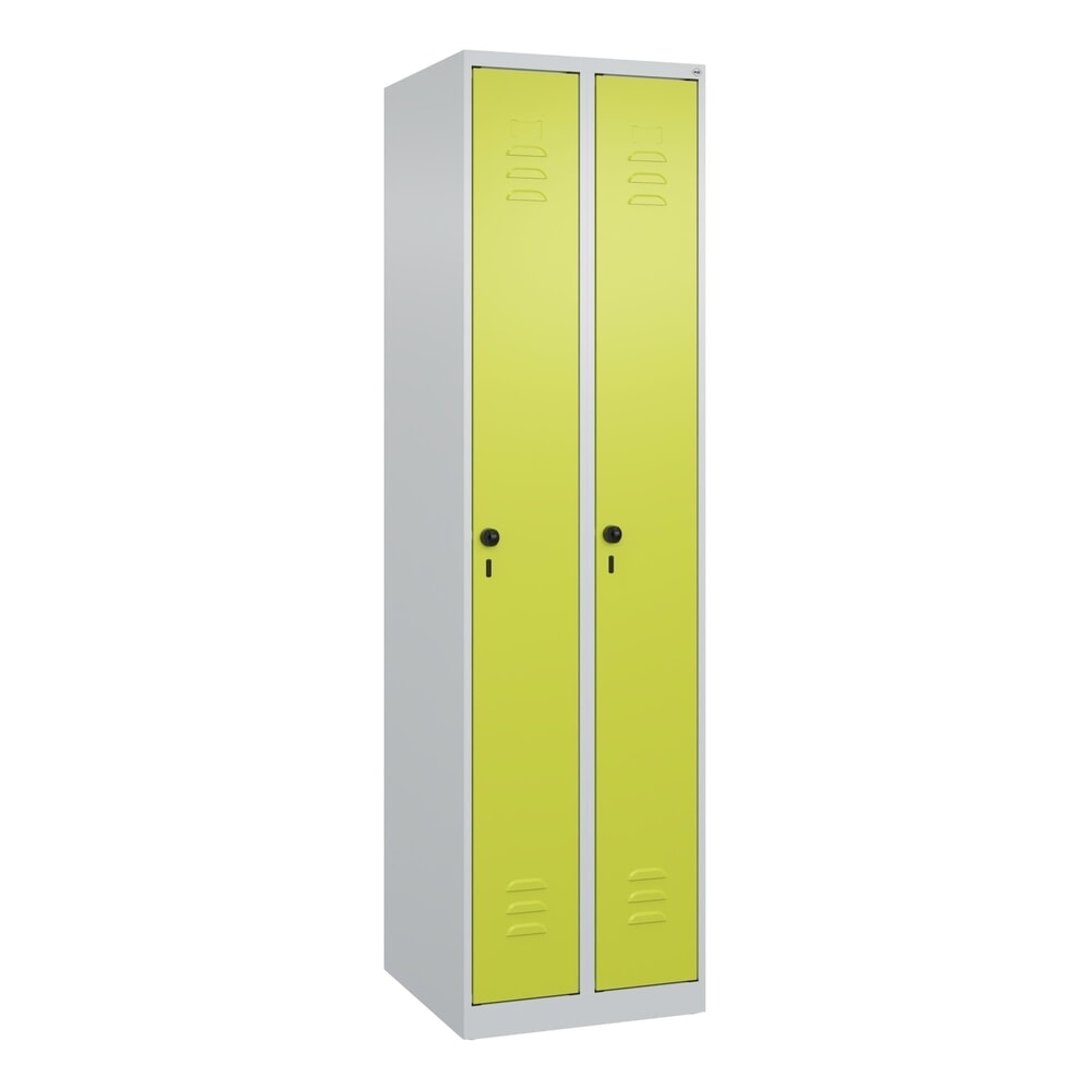 N° de l'image du produit 9 : C+P Spind Classic PLUS, 2 Abteile, HxBxT 1.850 x 500 x 500 mm, lichtgrau, clowngrün, für Vorhängeschloss, ohne Mitteltrennwand