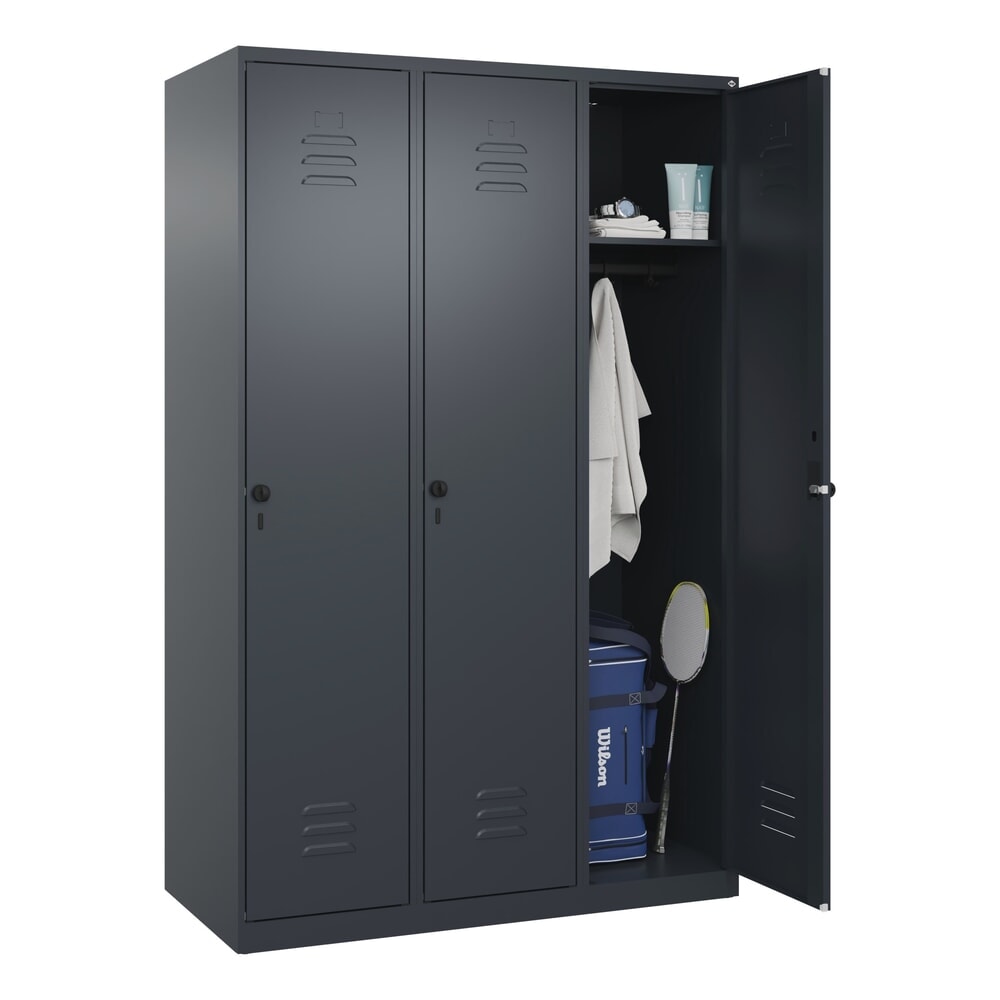 N° de l'image du produit 10 : C+P Spind Classic PLUS, 3 Abteile, HxBxT 1.850 x 1.200 x 500 mm, anthrazitgrau, anthrazitgrau, für Vorhängeschloss, ohne Mitteltrennwand