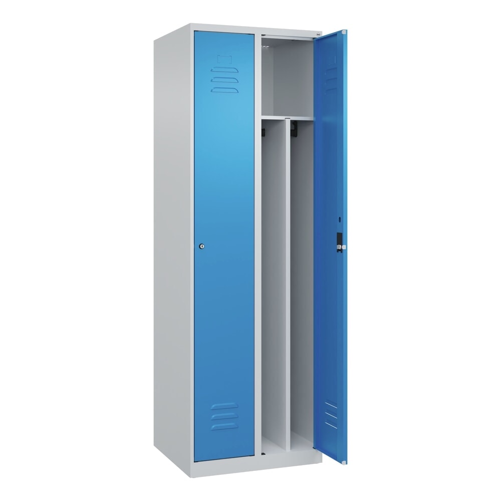 Illustration du produit: C+P Spind Classic PLUS, 2 Abteile, HxBxT 1.850 x 600 x 500 mm, lichtgrau, lichtblau, Zylinderschloss, mit Mitteltrennwand