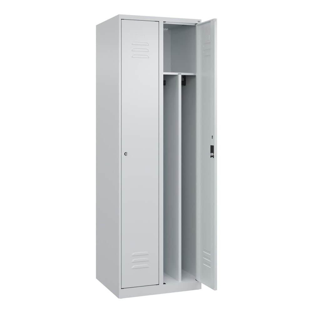 Illustration du produit: C+P Spind Classic PLUS, 2 Abteile, HxBxT 1.850 x 600 x 500 mm, lichtgrau, lichtgrau, Zylinderschloss, mit Mitteltrennwand