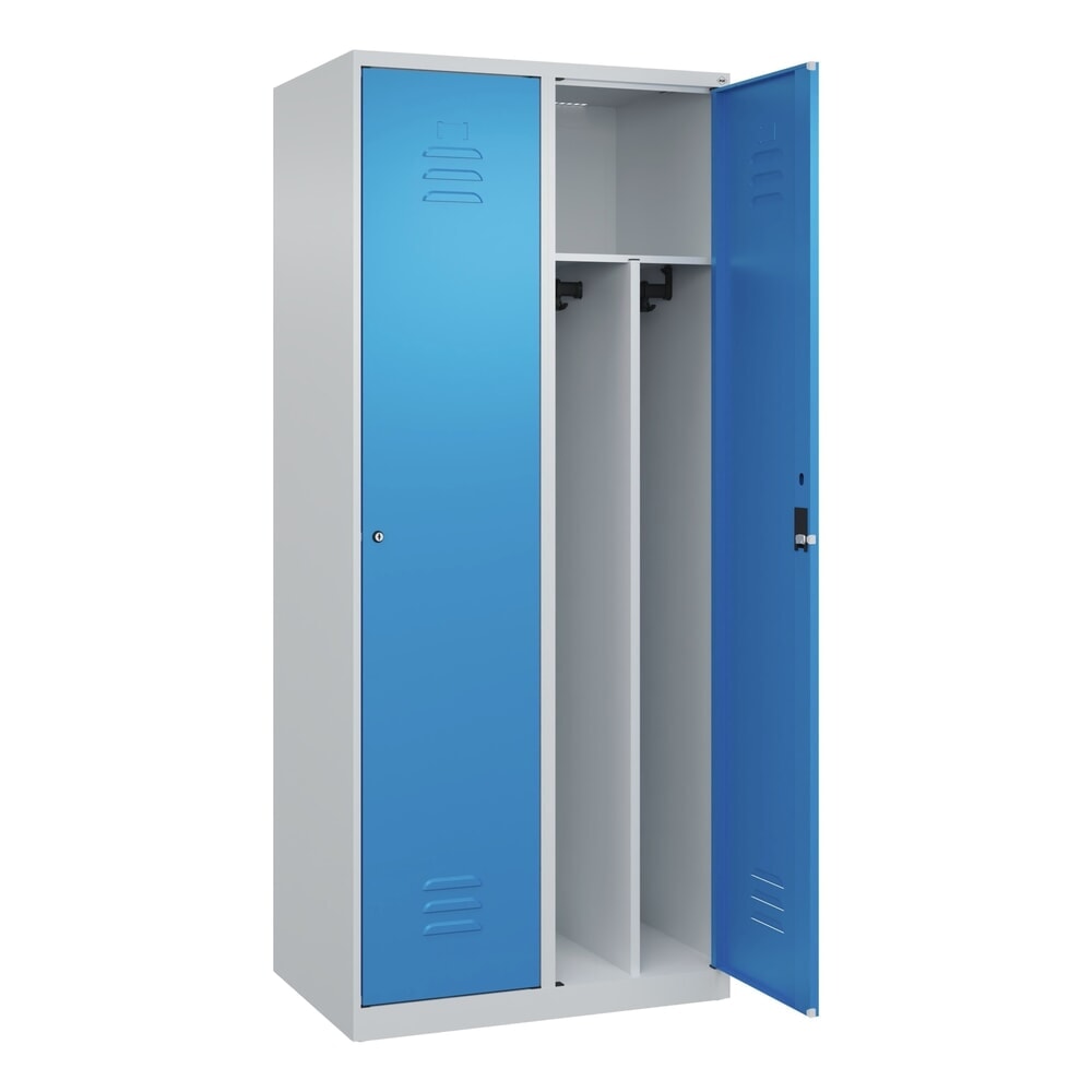 Illustration du produit: C+P Spind Classic PLUS, 2 Abteile, HxBxT 1.850 x 800 x 500 mm, lichtgrau, lichtblau, Zylinderschloss, mit Mitteltrennwand