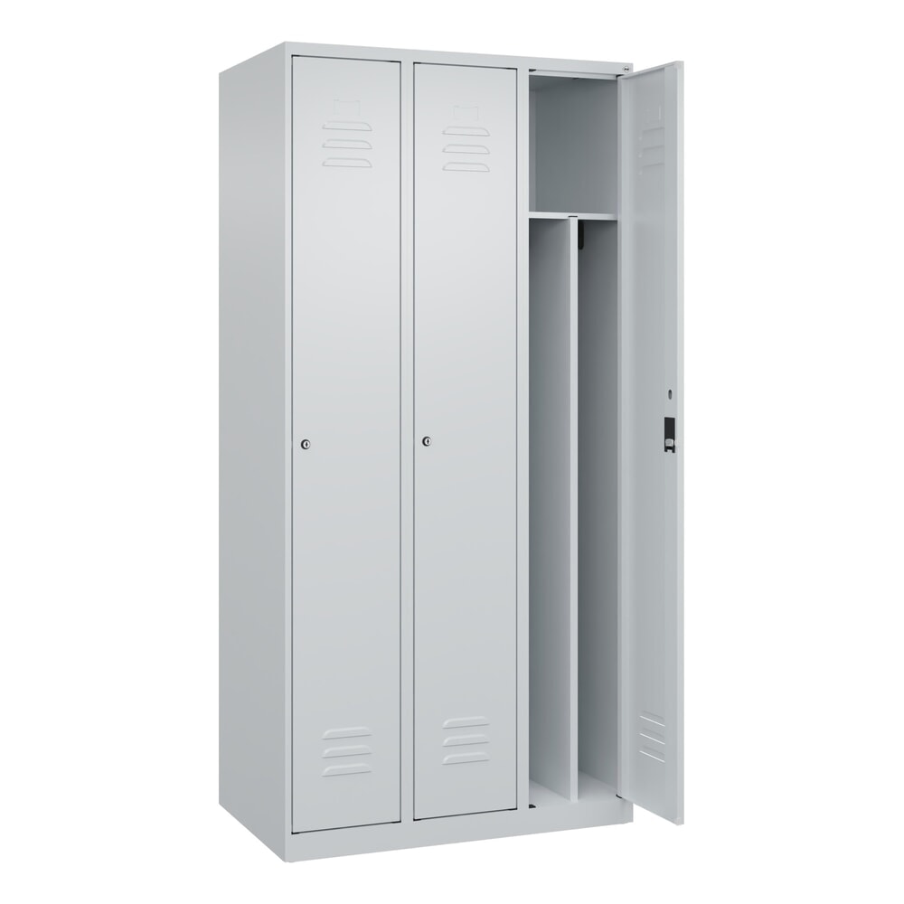Illustration du produit: C+P Spind Classic PLUS, 3 Abteile, HxBxT 1.850 x 900 x 500 mm, lichtgrau, lichtgrau, Zylinderschloss, mit Mitteltrennwand