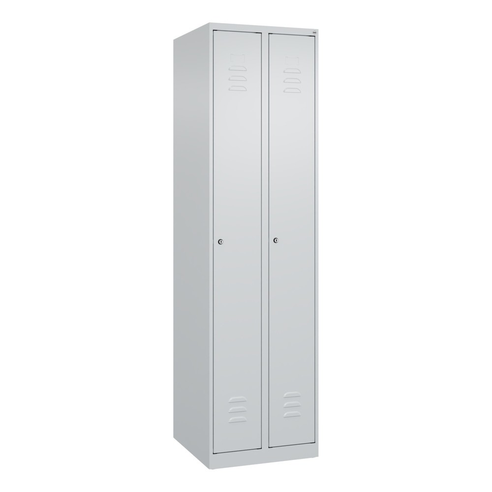 Produktabbildung: C+P Spind Classic PLUS, 2 Abteile, HxBxT 1.850 x 500 x 500 mm, lichtgrau, lichtgrau, Zylinderschloss, ohne Mitteltrennwand