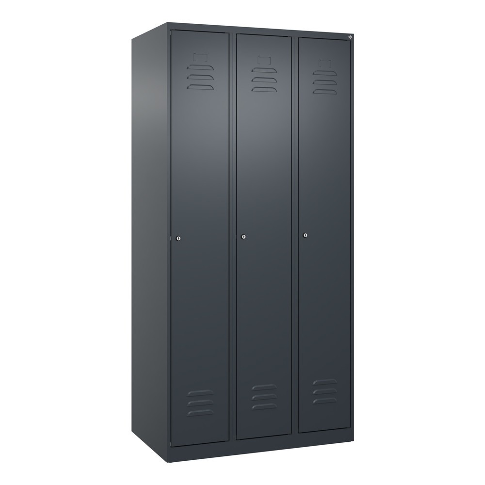 Produktabbildung: C+P Spind Classic PLUS, 3 Abteile, HxBxT 1.850 x 900 x 500 mm, anthrazitgrau, anthrazitgrau, Zylinderschloss, ohne Mitteltrennwand