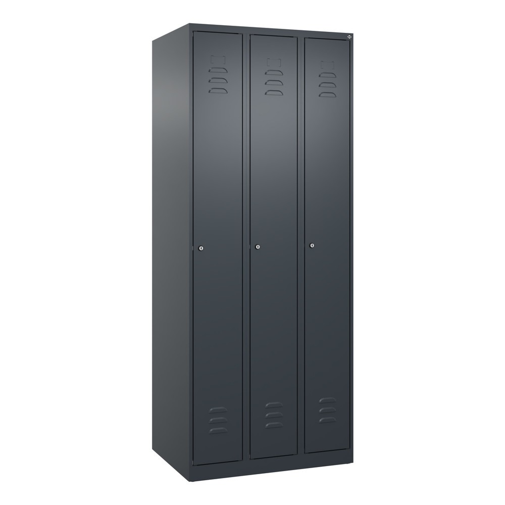 Produktabbildung: C+P Spind Classic PLUS, 3 Abteile, HxBxT 1.850 x 750 x 500 mm, anthrazitgrau, anthrazitgrau, Zylinderschloss, ohne Mitteltrennwand