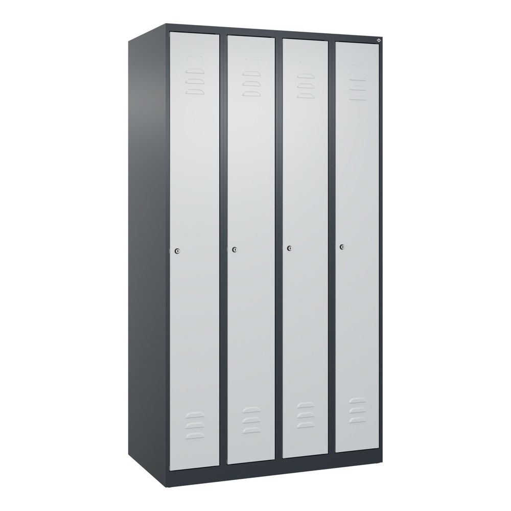 Produktabbildung: C+P Spind Classic PLUS, 4 Abteile, HxBxT 1.850 x 1.000 x 500 mm, anthrazitgrau, lichtgrau, Zylinderschloss, ohne Mitteltrennwand