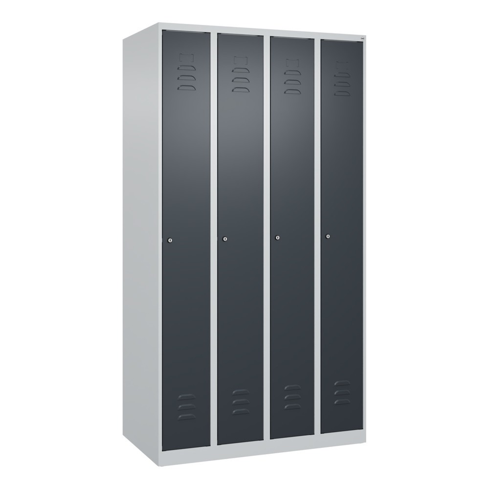 Produktabbildung: C+P Spind Classic PLUS, 4 Abteile, HxBxT 1.850 x 1.000 x 500 mm, lichtgrau, anthrazitgrau, Zylinderschloss, ohne Mitteltrennwand