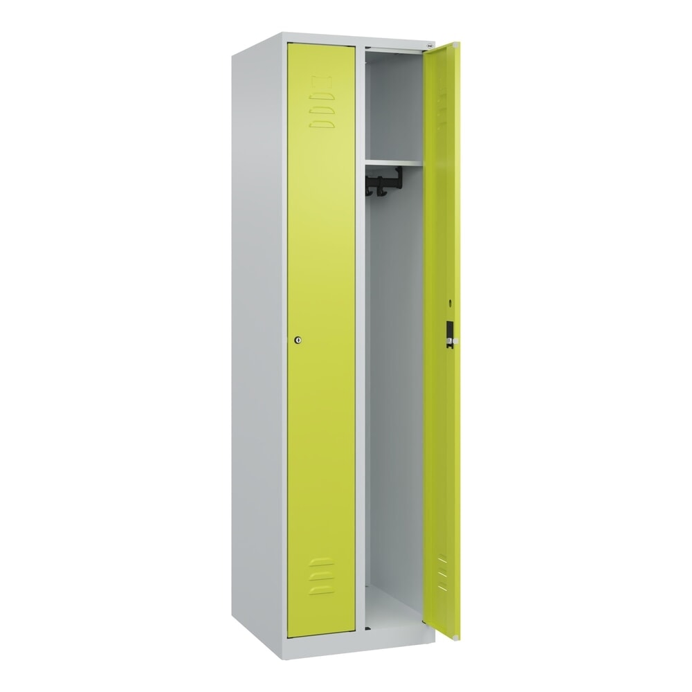 Illustration du produit: C+P Spind Classic PLUS, 2 Abteile, HxBxT 1.850 x 500 x 500 mm, lichtgrau, clowngrün, Zylinderschloss, ohne Mitteltrennwand