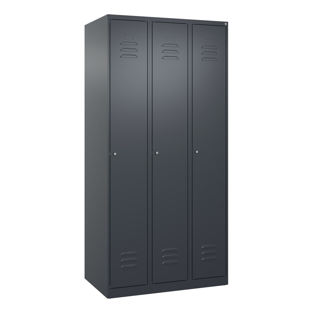 N° de l'image du produit 9 : C+P Spind Classic PLUS, 3 Abteile, HxBxT 1.850 x 900 x 500 mm, anthrazitgrau, anthrazitgrau, Zylinderschloss, ohne Mitteltrennwand