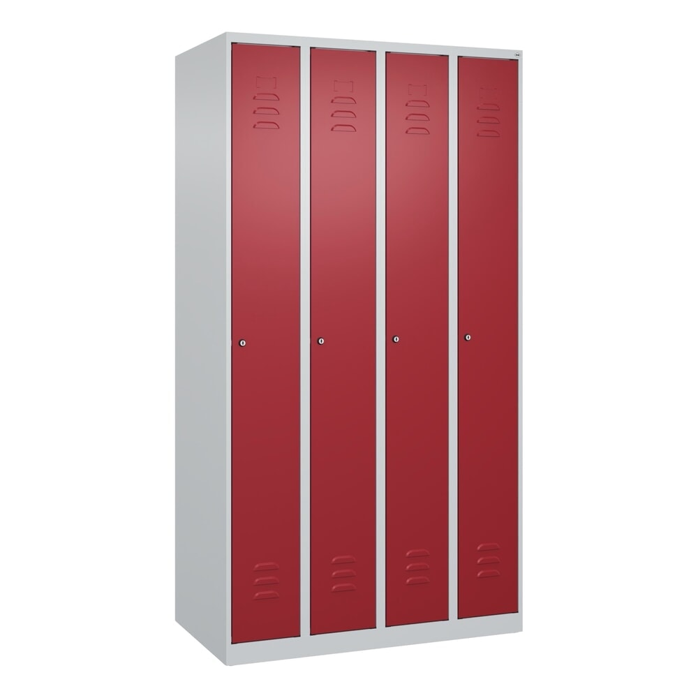 Produktabbildung Nr. 9: C+P Spind Classic PLUS, 4 Abteile, HxBxT 1.850 x 1.000 x 500 mm, lichtgrau, rubinrot, Zylinderschloss, ohne Mitteltrennwand